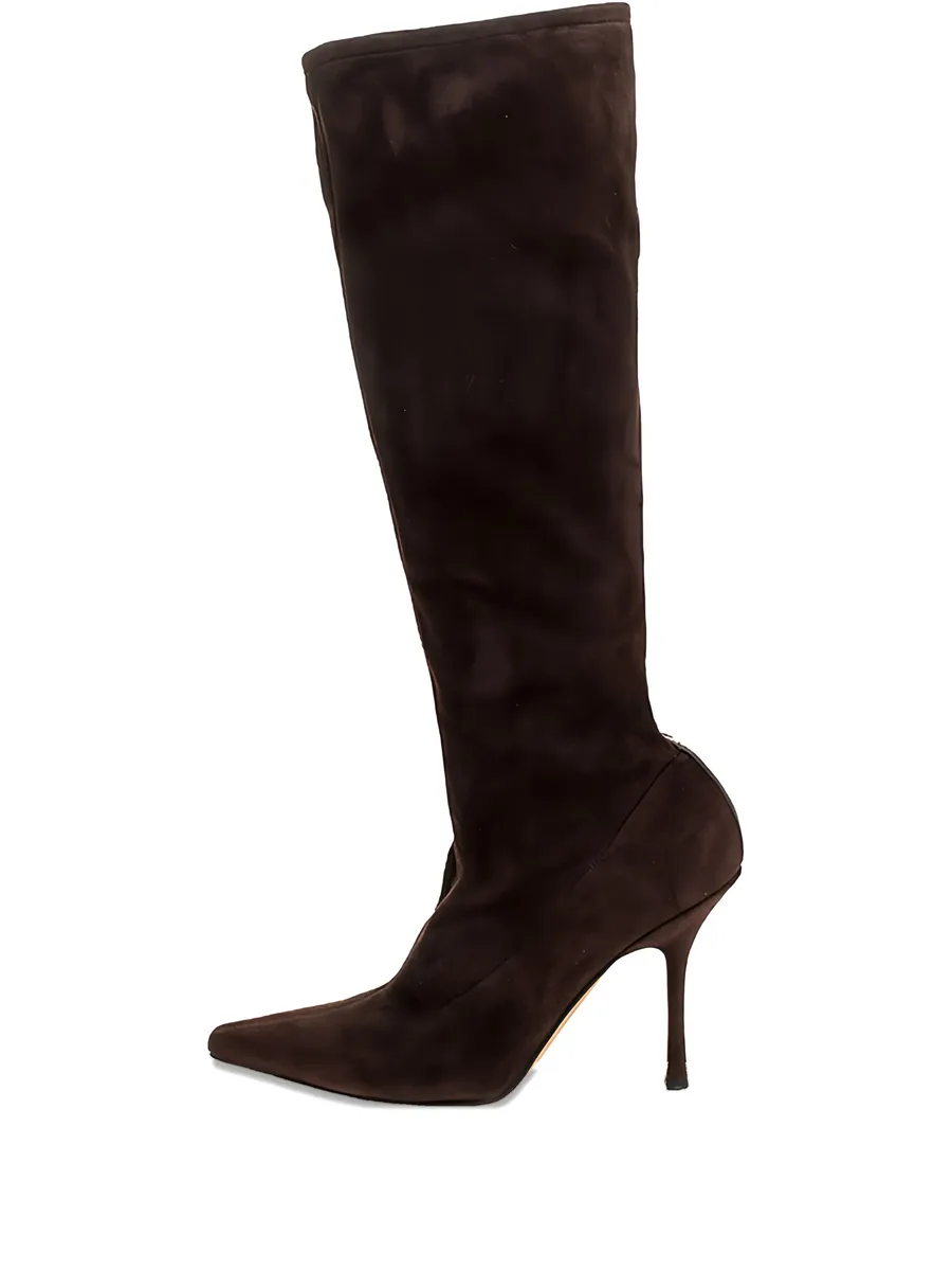 105mm pointed-toe suede knee-high boots 2