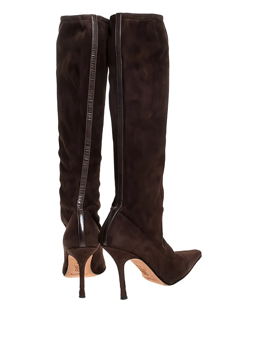 105mm pointed-toe suede knee-high boots 5