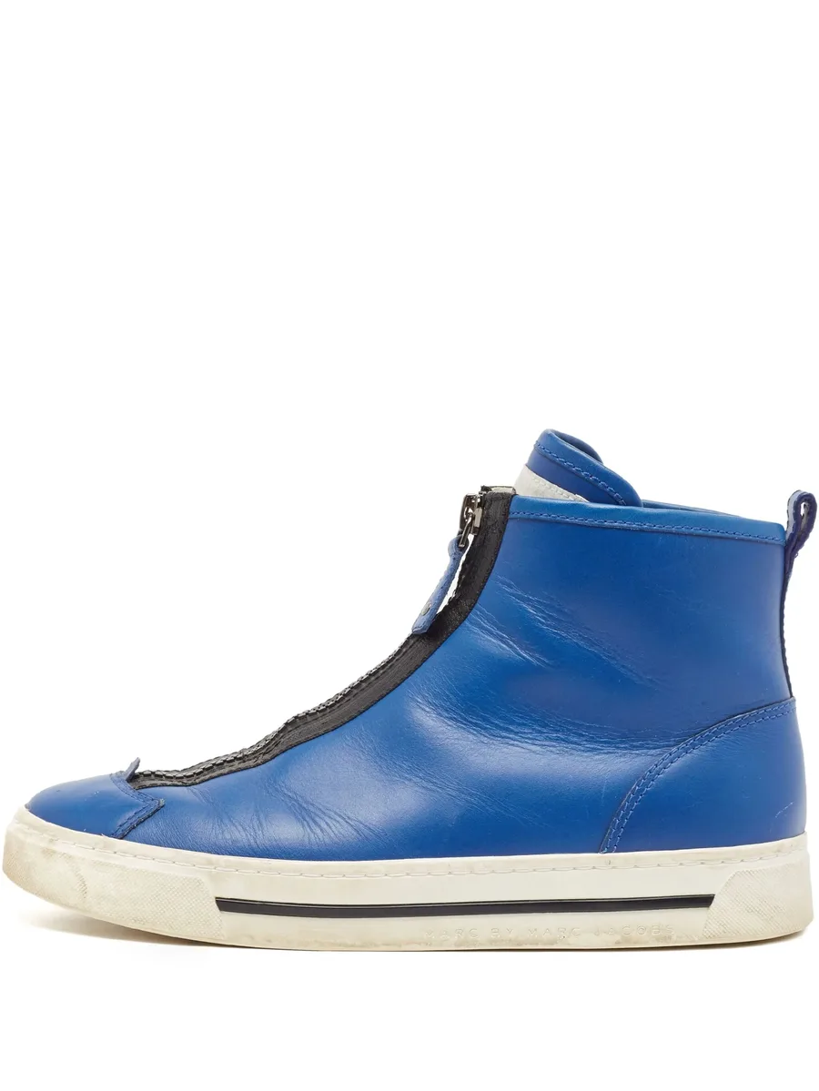 pre-owned zip-up high-top trainers 2