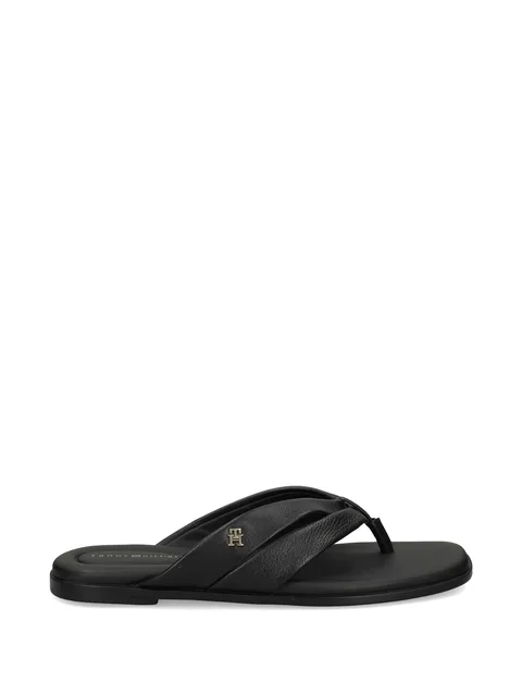 monogram-plaque leather sandals