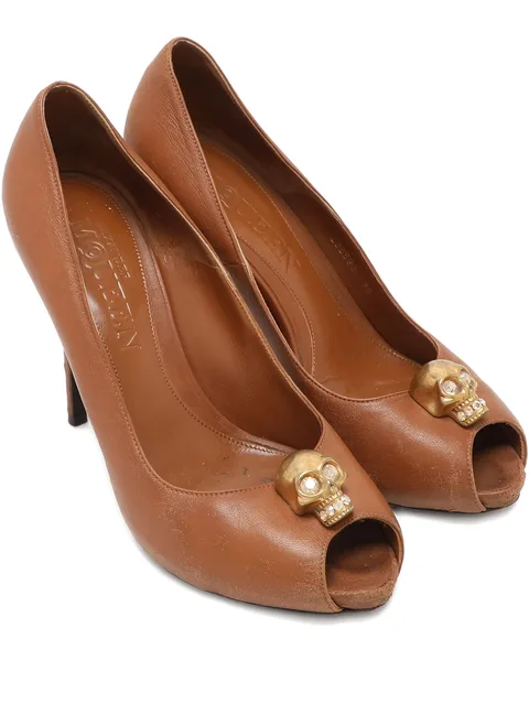 Leather Skull Pumps