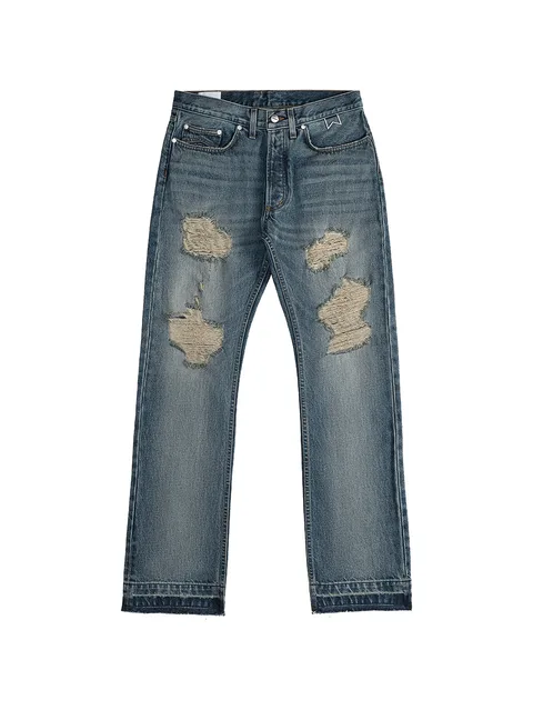distressed straight-leg jeans