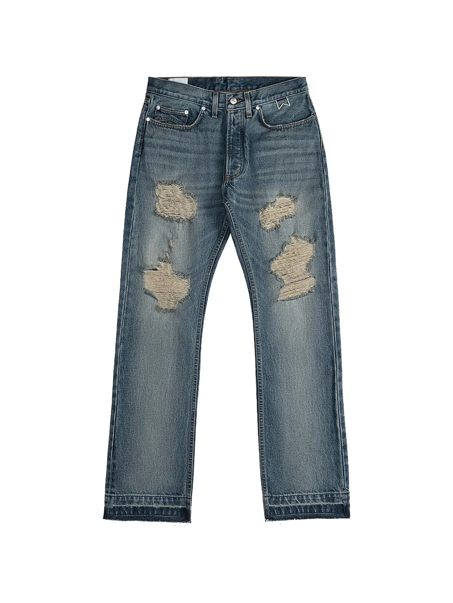 distressed straight-leg jeans 2