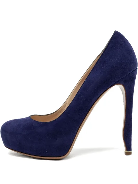 Pre-owned 125mm suede platform pumps