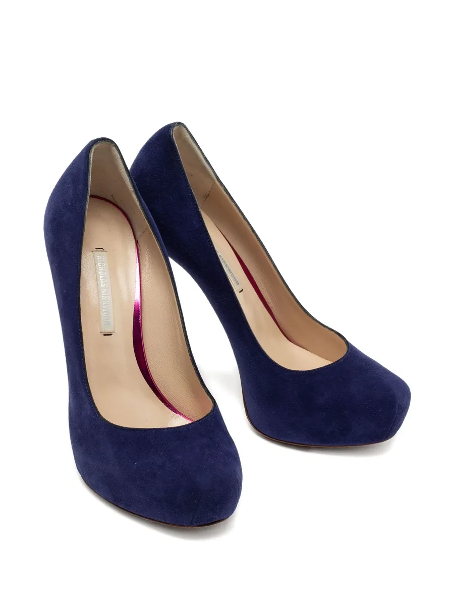 Pre-owned 125mm suede platform pumps 8