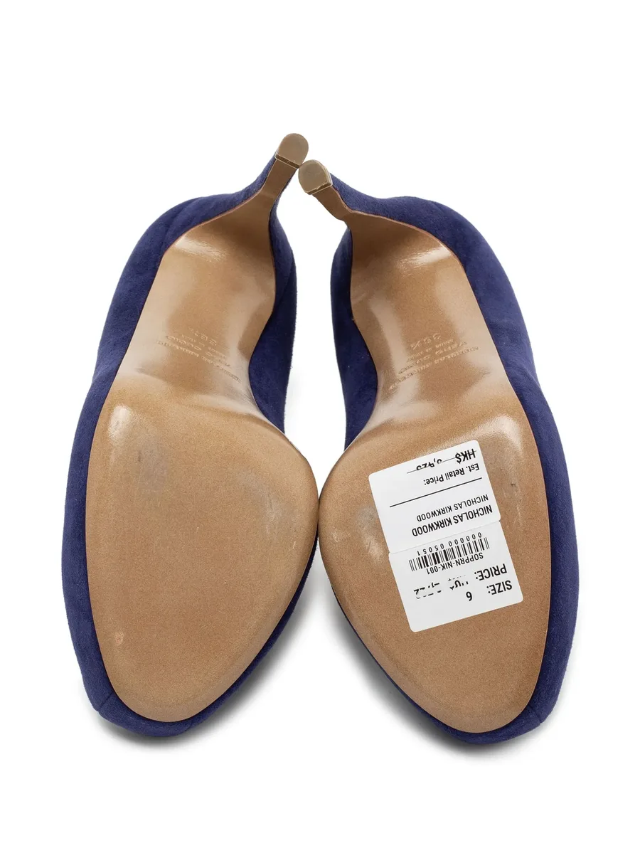 Pre-owned 125mm suede platform pumps 10