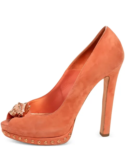 suede heeled pumps