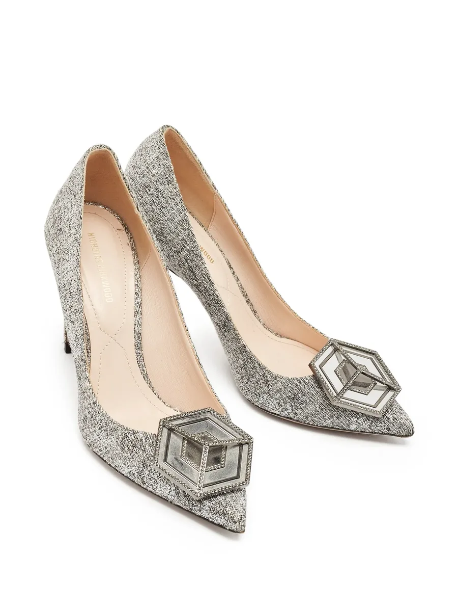 pre-owned 110mm textured pointed-toe pumps 3