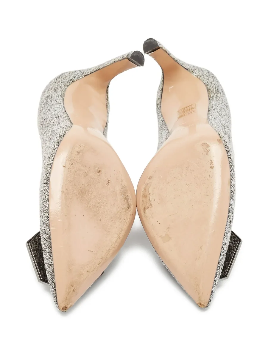 pre-owned 110mm textured pointed-toe pumps 8
