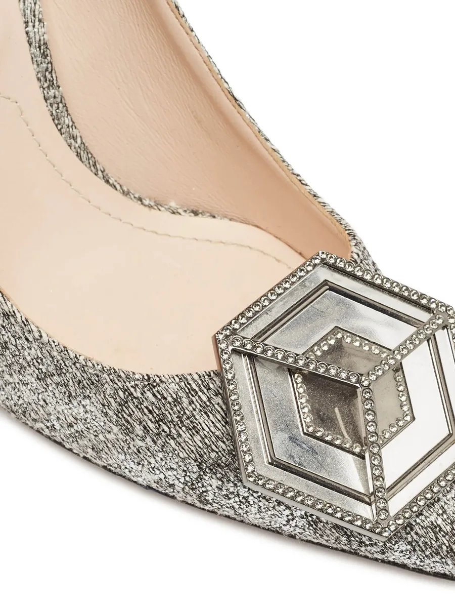 pre-owned 110mm textured pointed-toe pumps 10
