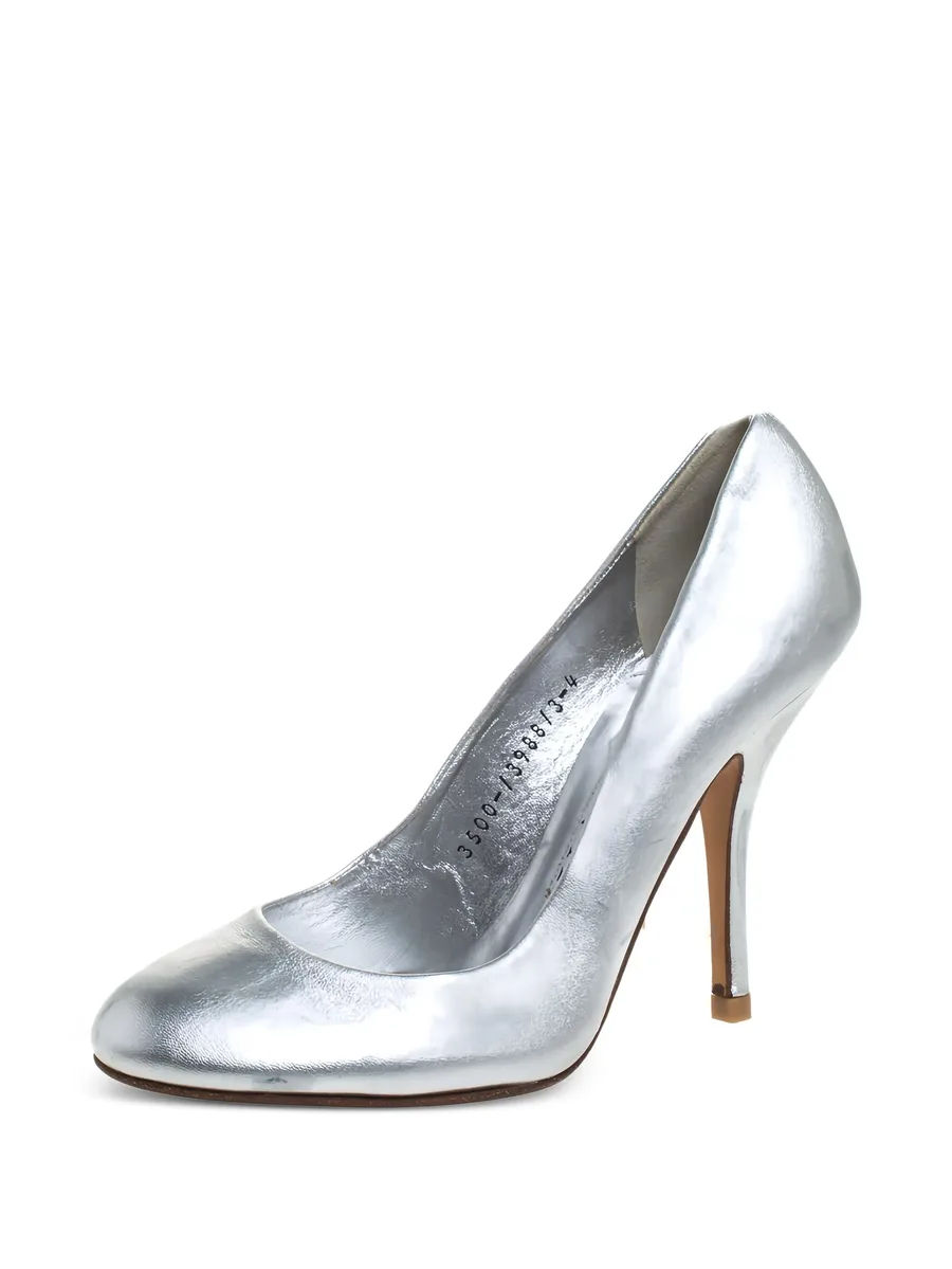 pre-owned 100mm leather pumps 3