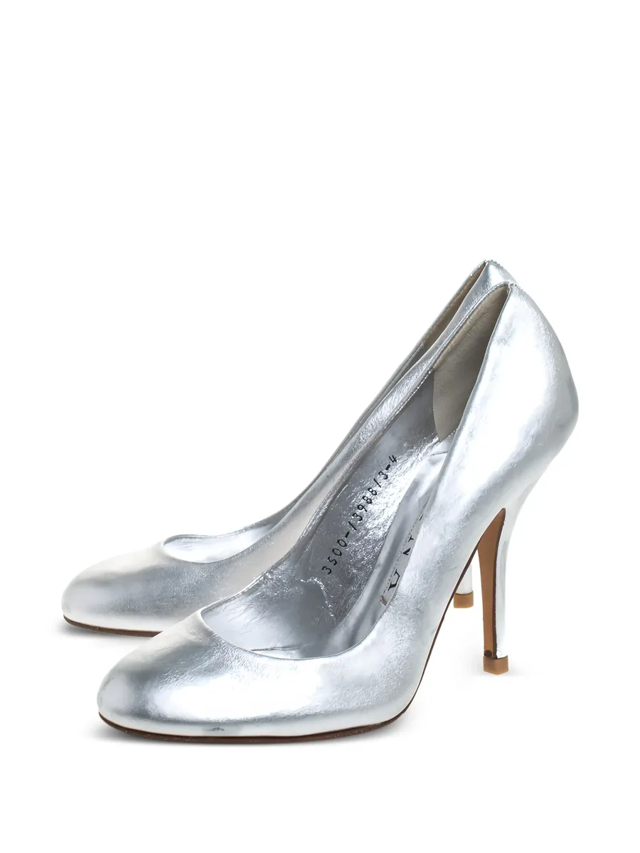 pre-owned 100mm leather pumps 6