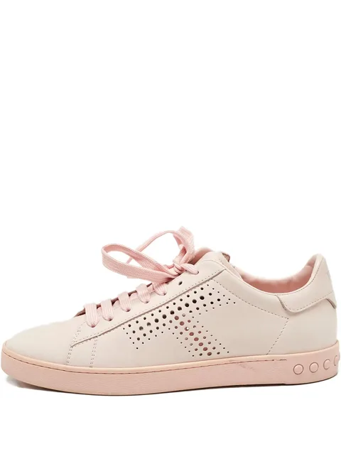 perforated leather lace-up sneakers