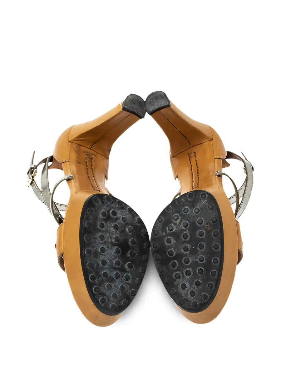 pre-owned 115mm platform buckle sandals 8