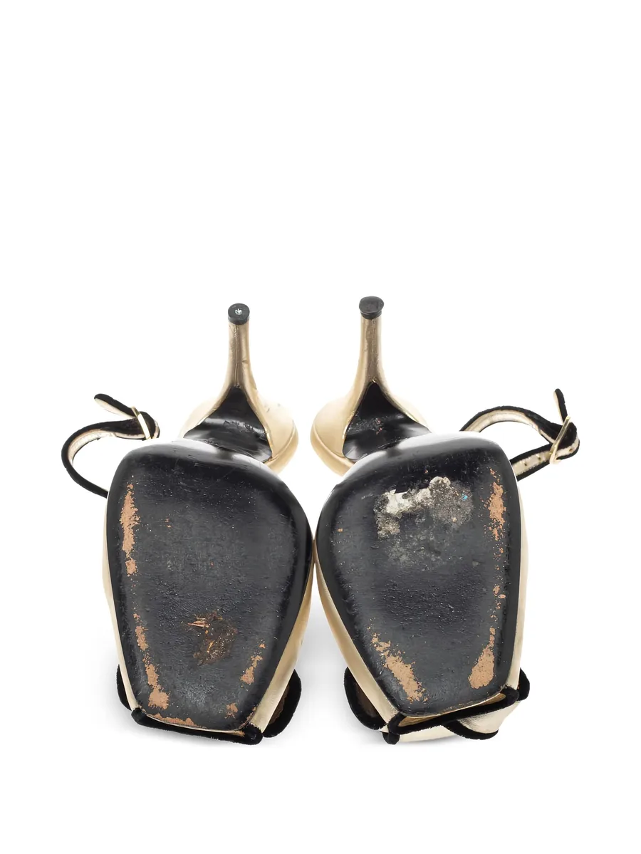 pre-owned 115mm slingback leather sandals 9