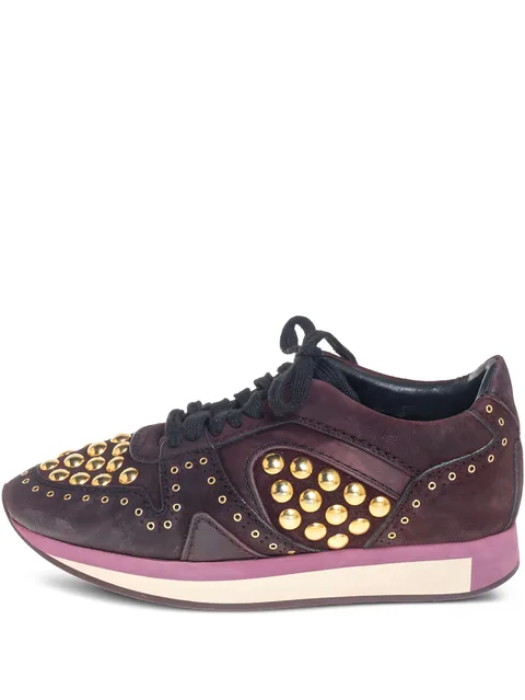 stud-embellished suede sneakers