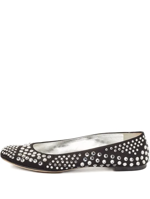Pre-owned crystal-embellishment ballet flats