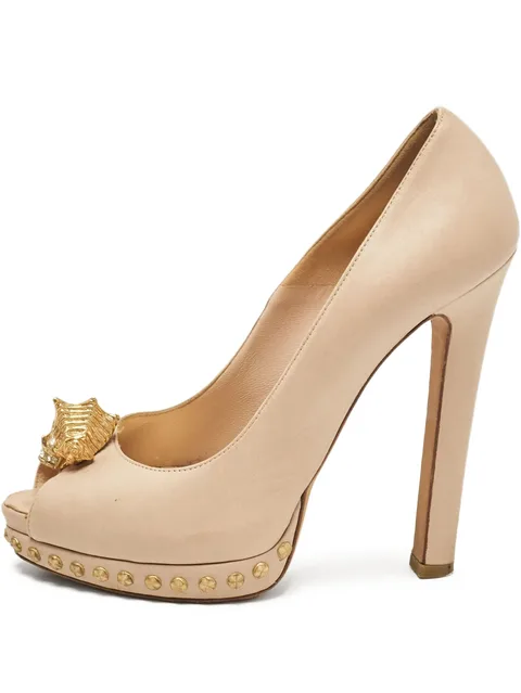 studded peep-toe pumps