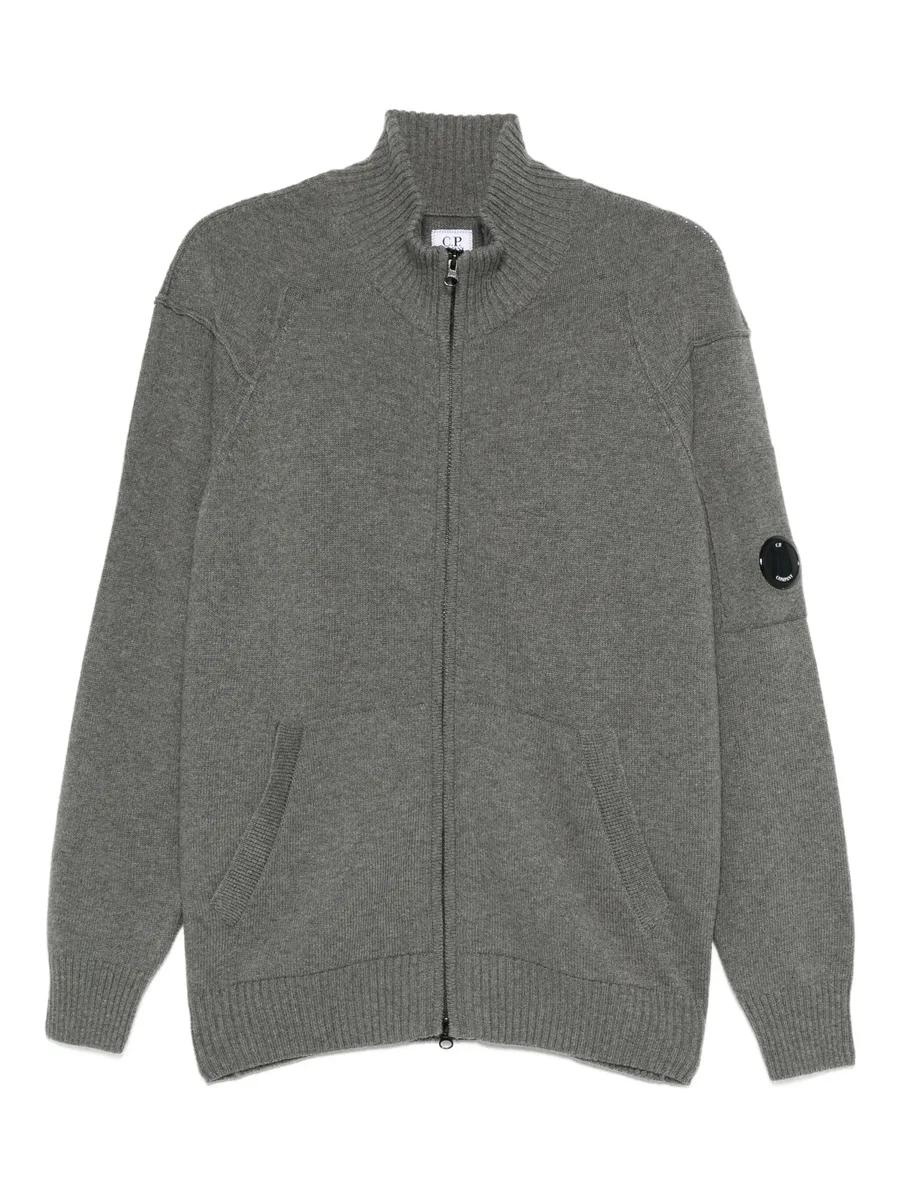 Lens-detail zip-up cardigan 2
