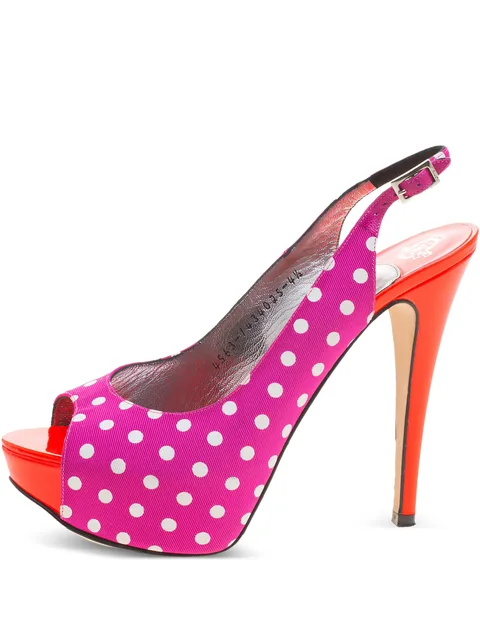 pre-owned 130mm polka dot slingback sandals