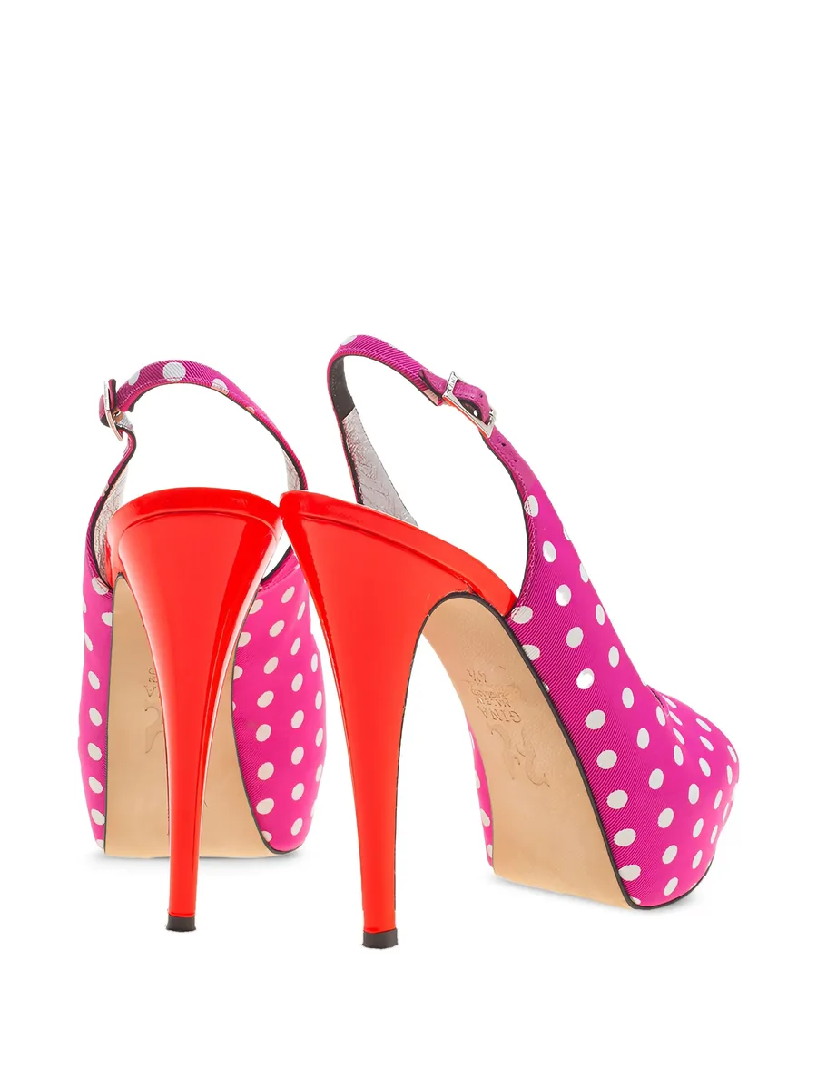 pre-owned 130mm polka dot slingback sandals 5