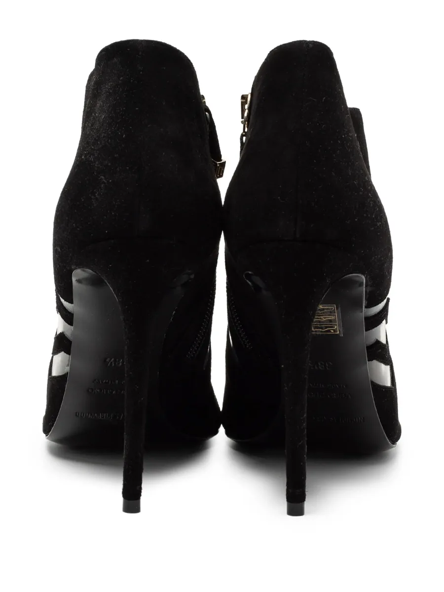 pre-owned 110mm suede chevron booties 4