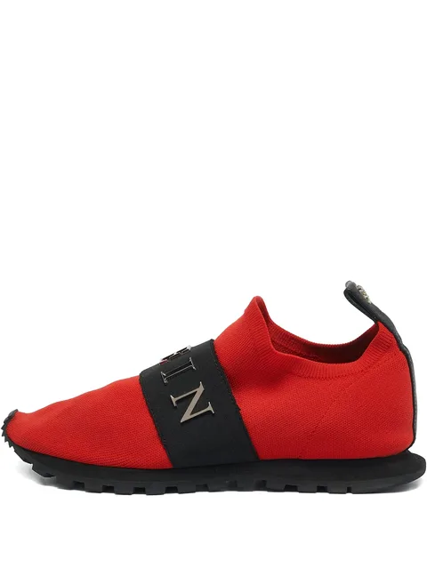 knit logo-strap sneakers
