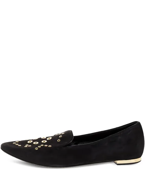 suede eyelet-detail loafers