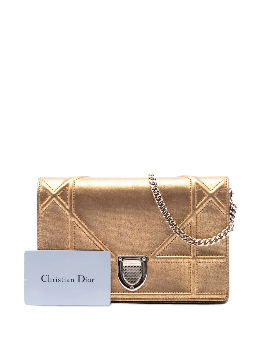 2016 Metallic Calfskin Diorama Wallet on Chain crossbody bag 7