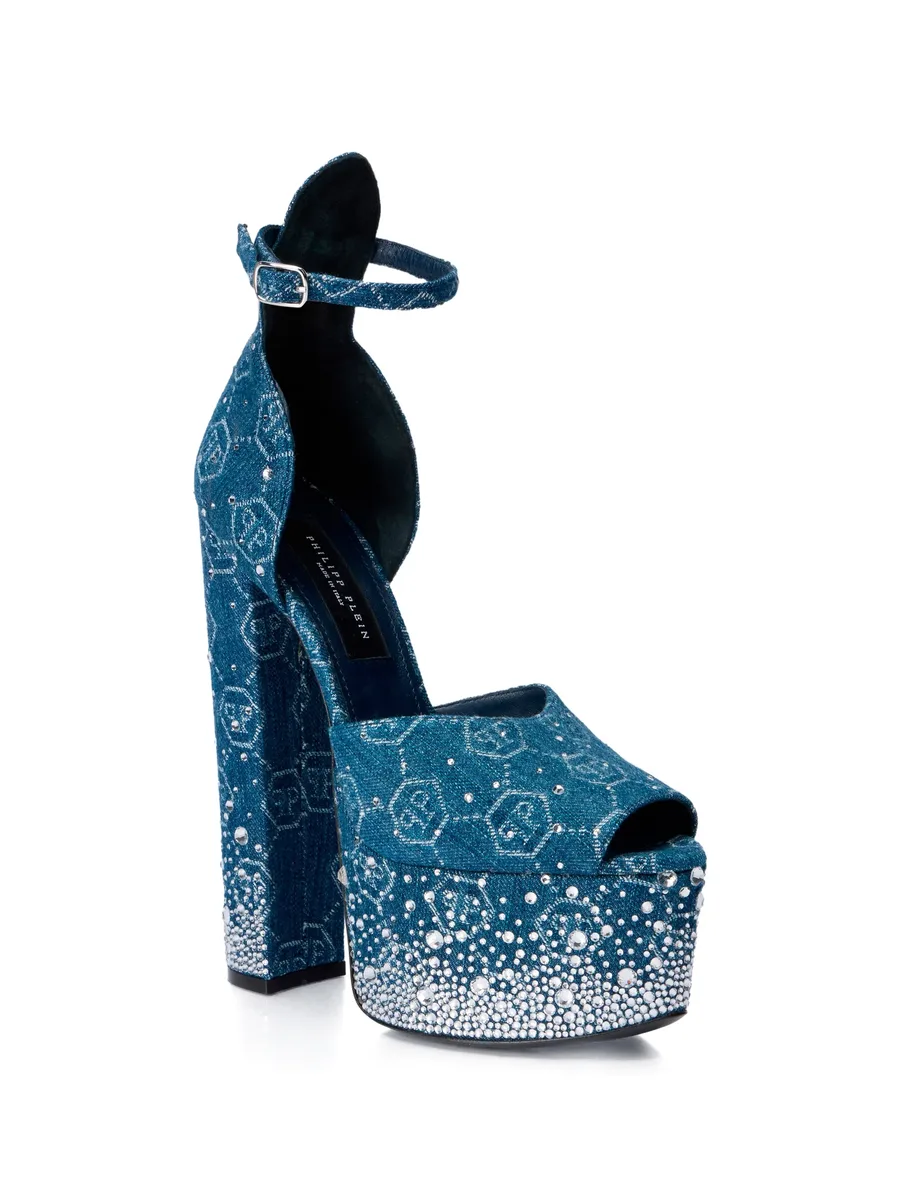 monogram rhinestone platform sandals 3