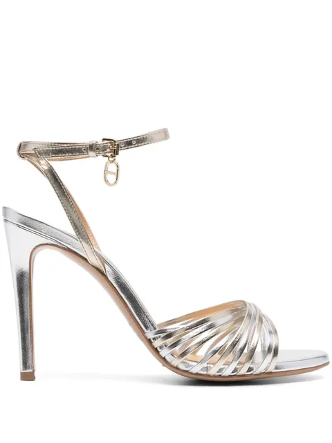 metallic-effect calf-leather sandals