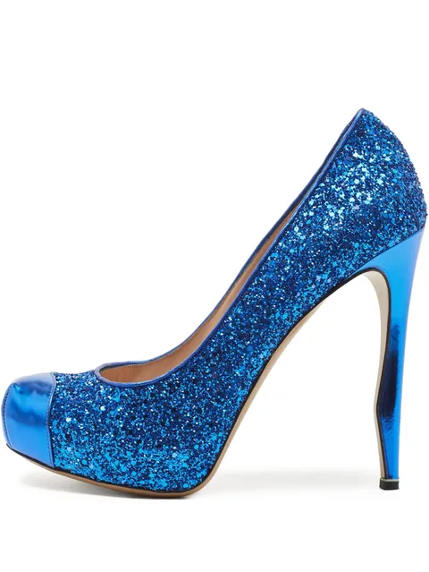 pre-owned 120mm glitter-embellished platform pumps