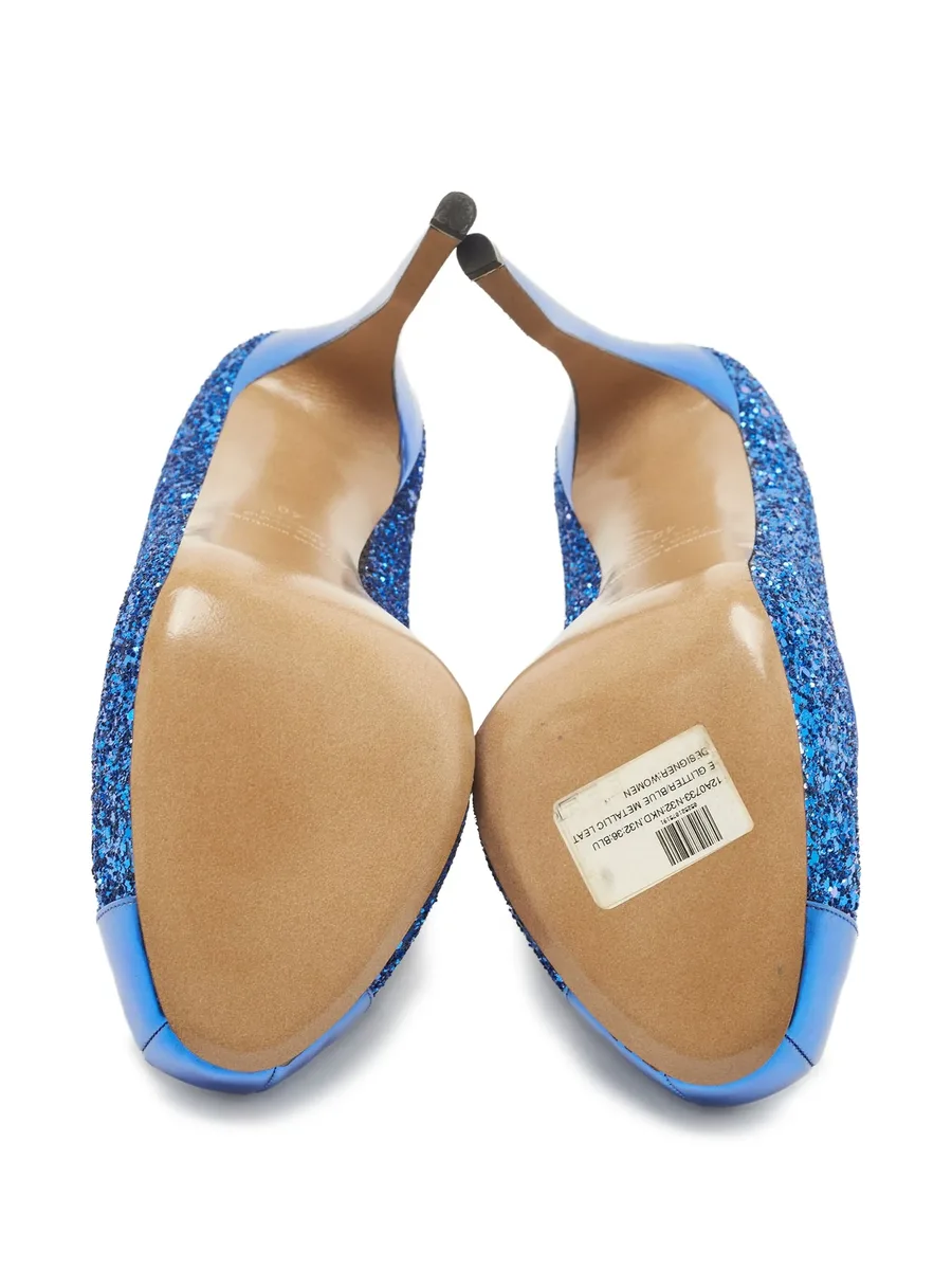 pre-owned 120mm glitter-embellished platform pumps 9