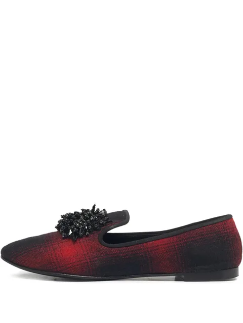 fabric crystal-embellished loafers