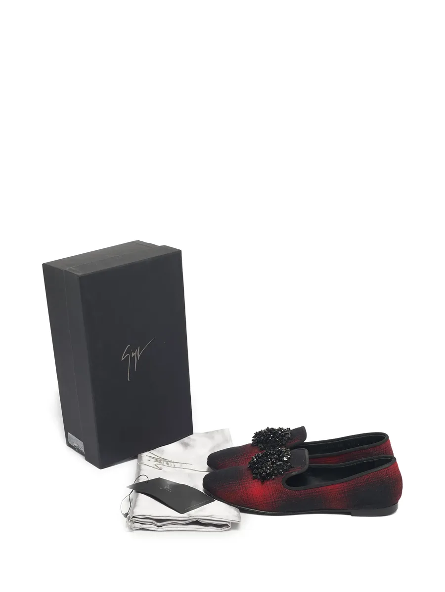 fabric crystal-embellished loafers 7