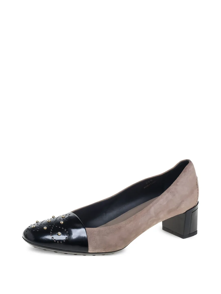 50mm studded cap-toe block-heel pumps 3