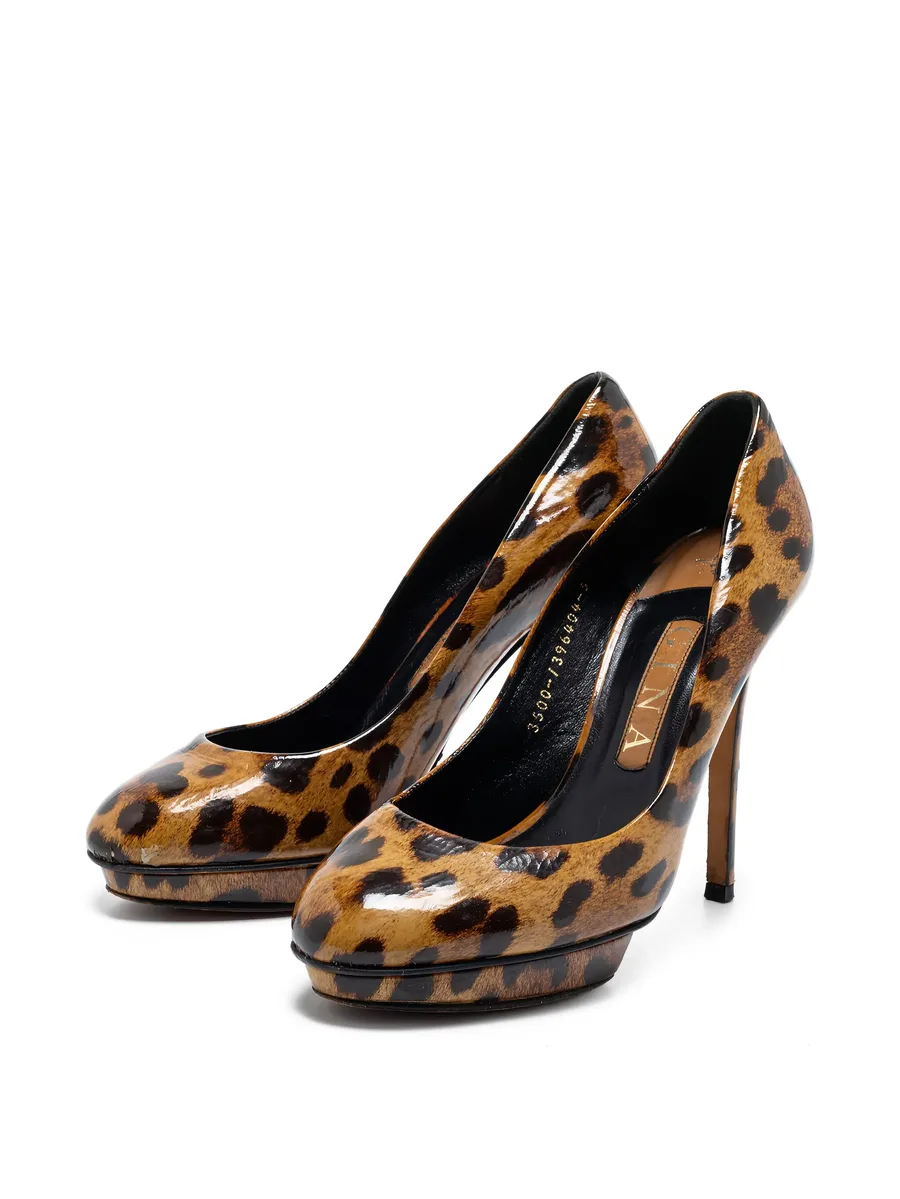 pre-owned 115mm leopard-print pumps 3