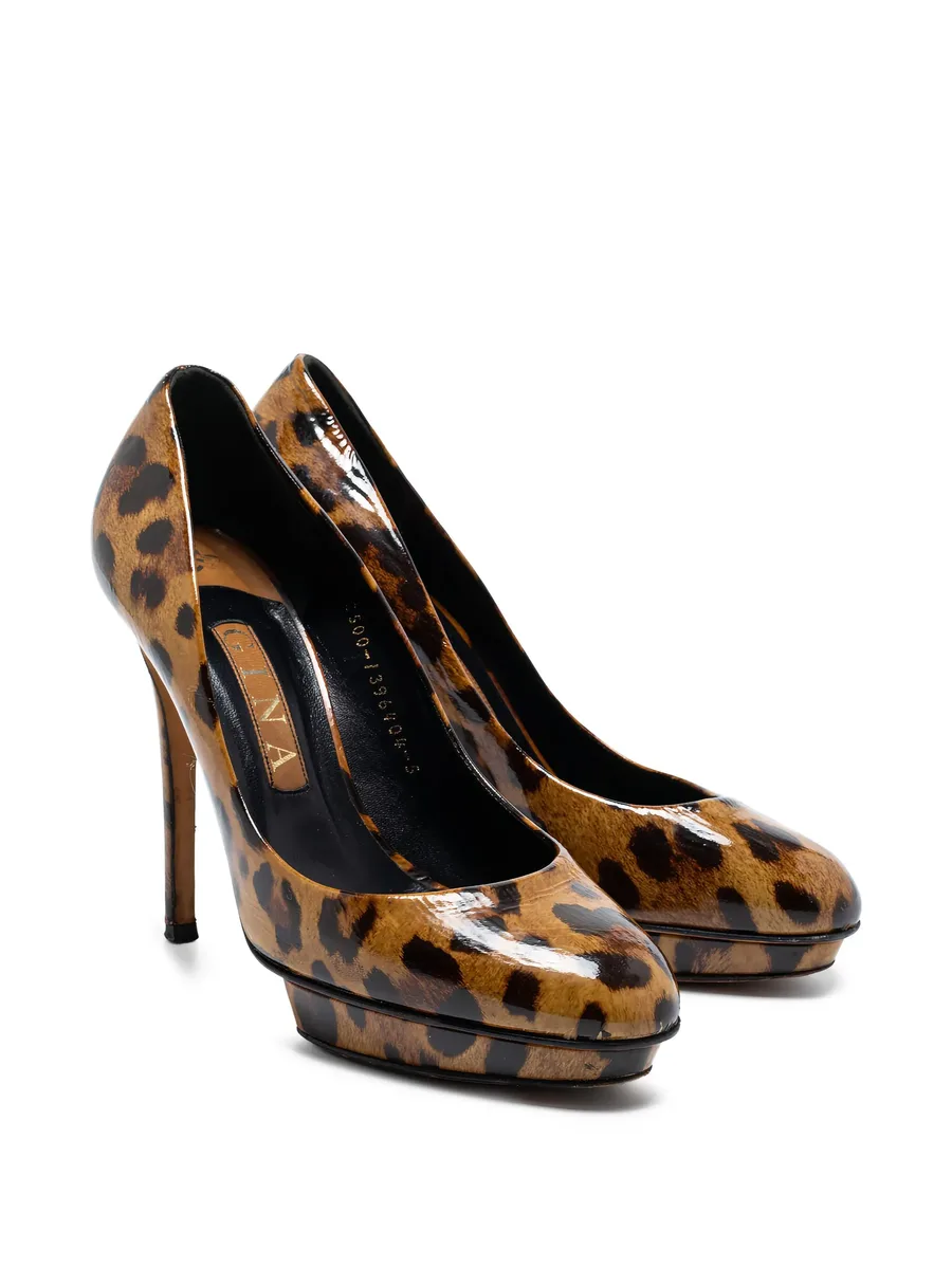 pre-owned 115mm leopard-print pumps 9