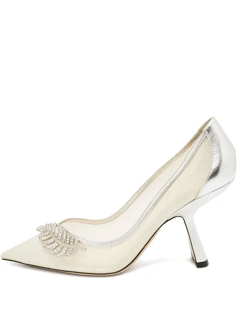 pre-owned 100mm leaf-detail pumps