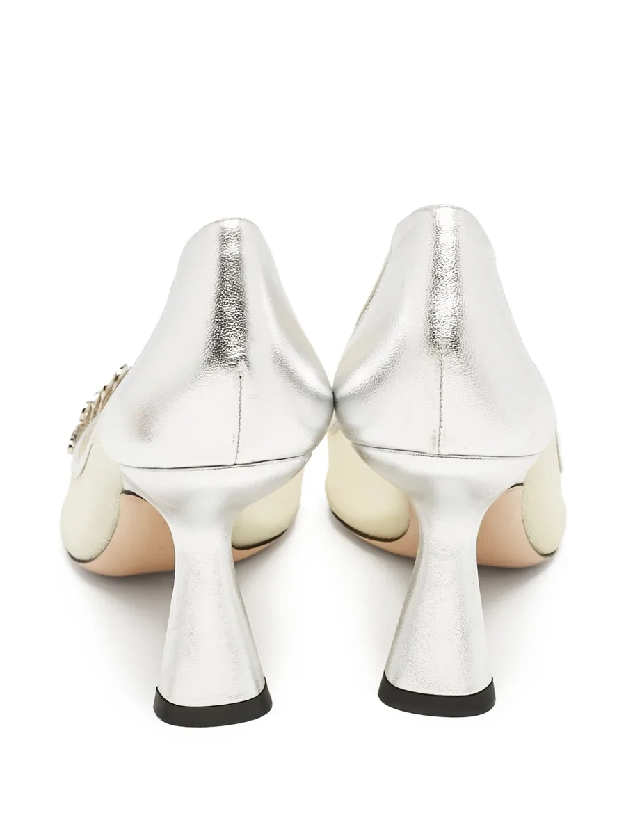 pre-owned 100mm leaf-detail pumps 6