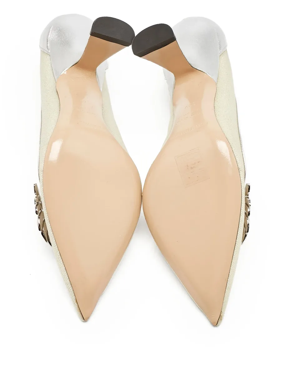 pre-owned 100mm leaf-detail pumps 10