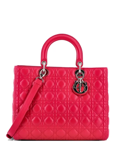 большая сумка-тоут Lady Dior Bag Cannage Quilt Lambskin