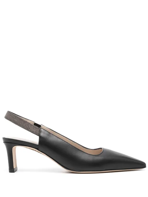crystal-embellished leather pumps