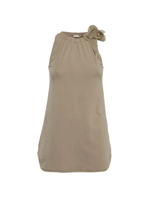 gathered sleeveless blouse