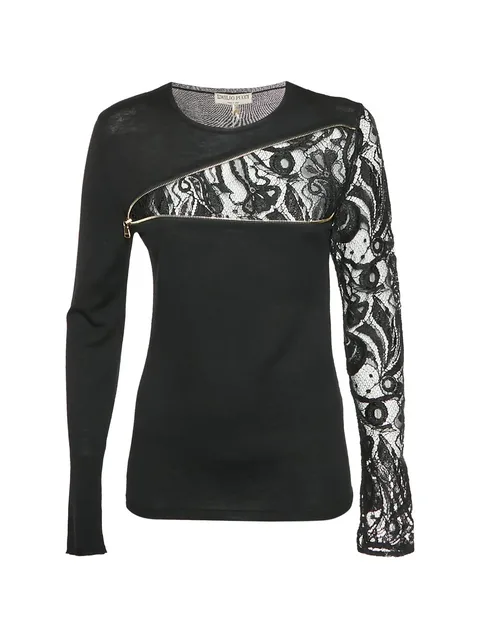 asymmetric zip-detail wool blouse