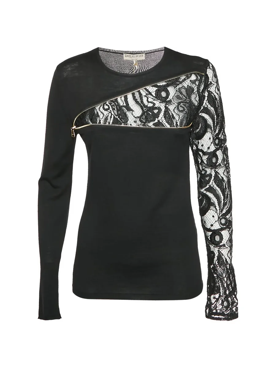 asymmetric zip-detail wool blouse 1