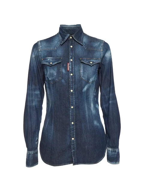 distressed denim shirt