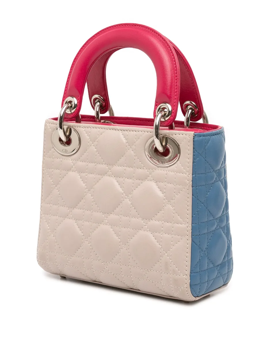 маленькая трехцветная сумка-сэтчел Cannage Lady Dior Tricolor (2014 год) 6