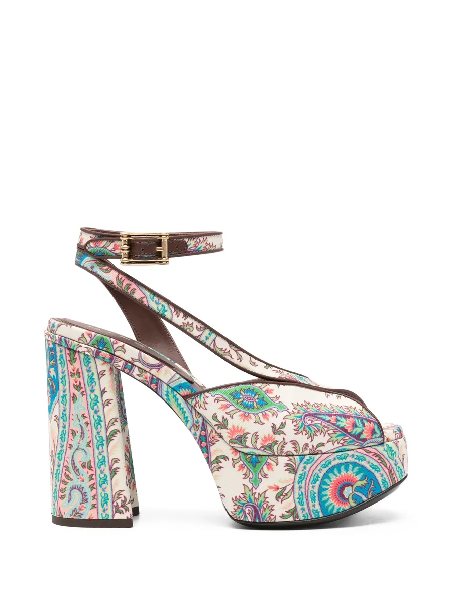 Paisley-pattern platform-heel sandals 2