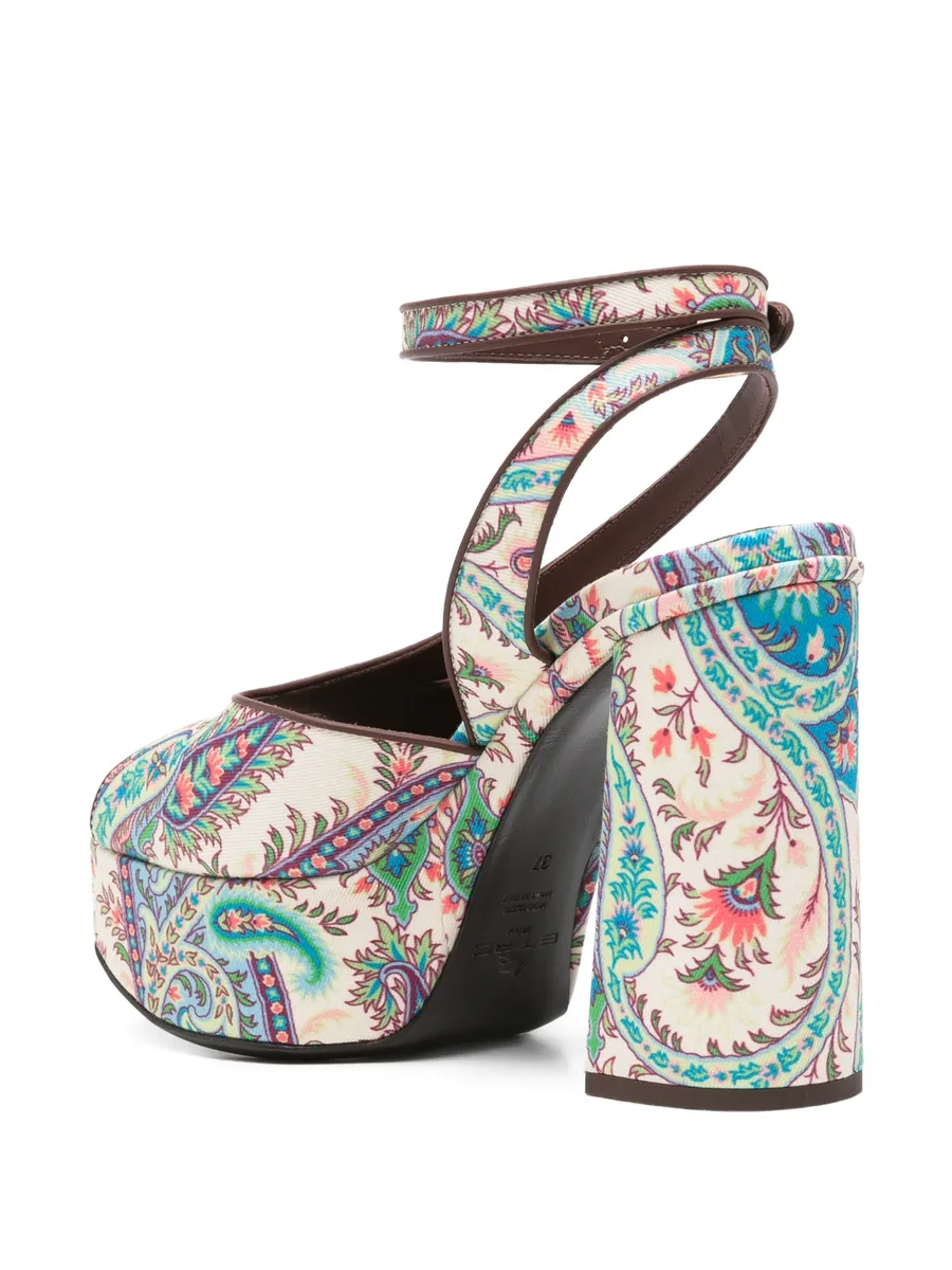 Paisley-pattern platform-heel sandals 5